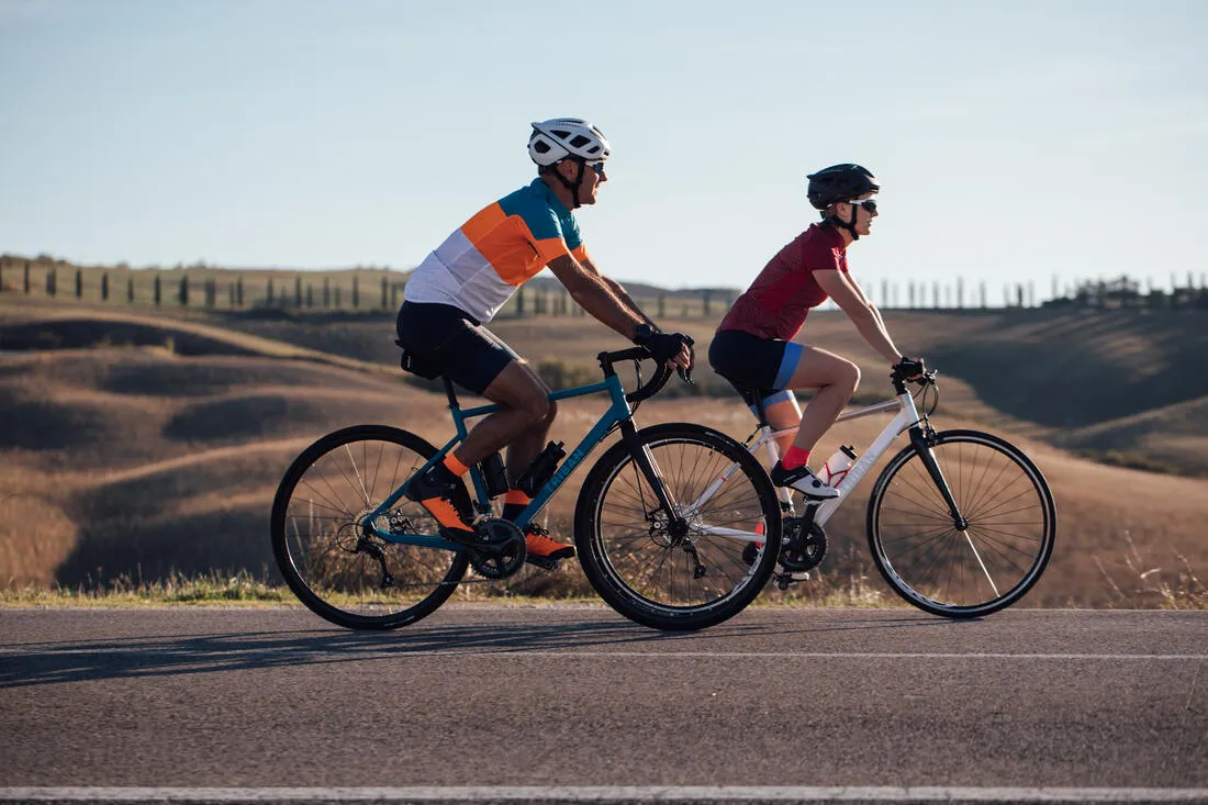RC500 Road Cycling Short-Sleeved Warm Weather Jersey - Blue/Orange