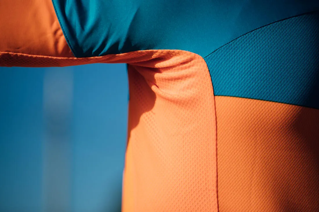 RC500 Road Cycling Short-Sleeved Warm Weather Jersey - Blue/Orange