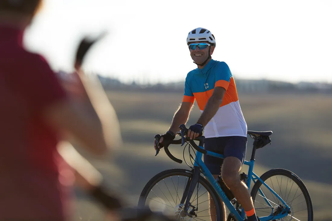 RC500 Road Cycling Short-Sleeved Warm Weather Jersey - Blue/Orange