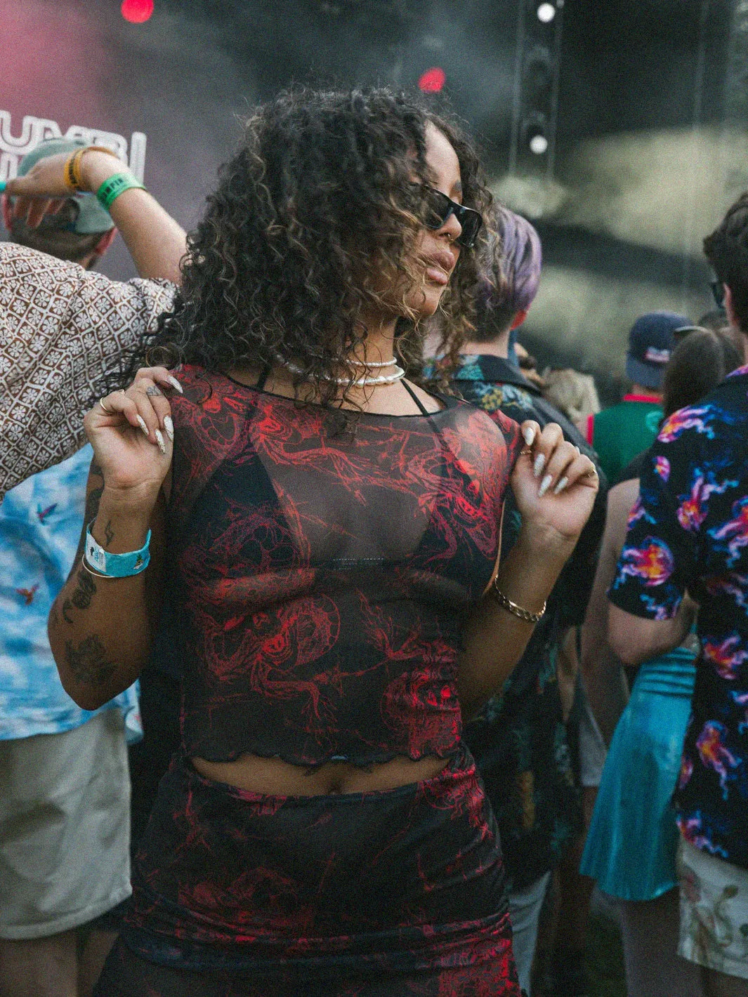 RED DRAGON SHEER TOP