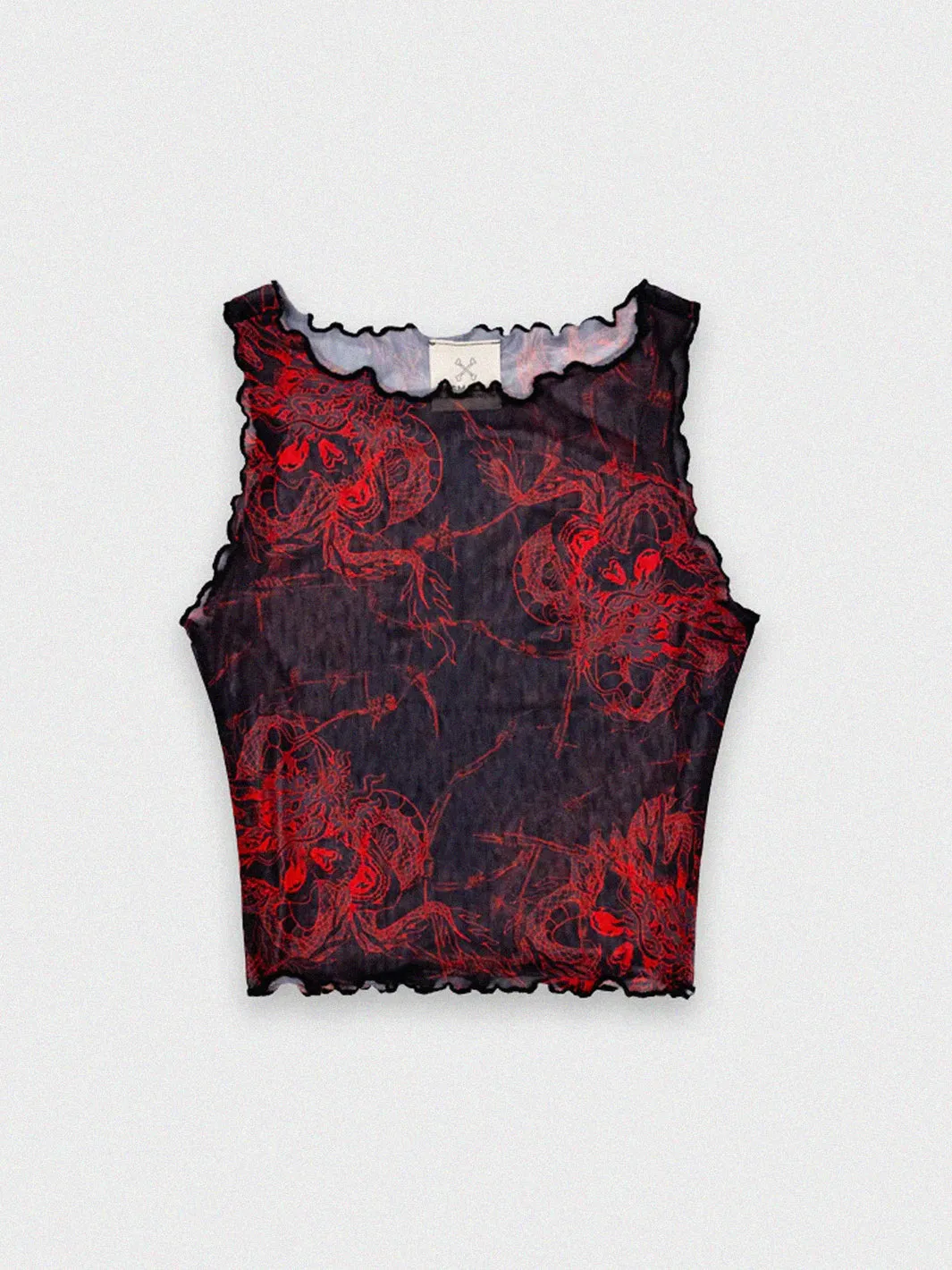 RED DRAGON SHEER TOP