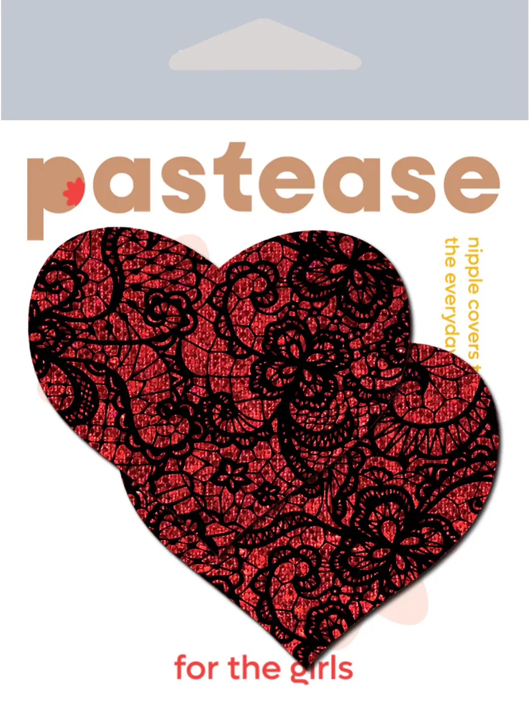 RED HEART / BLACK LACE NIPPLE PASTIES