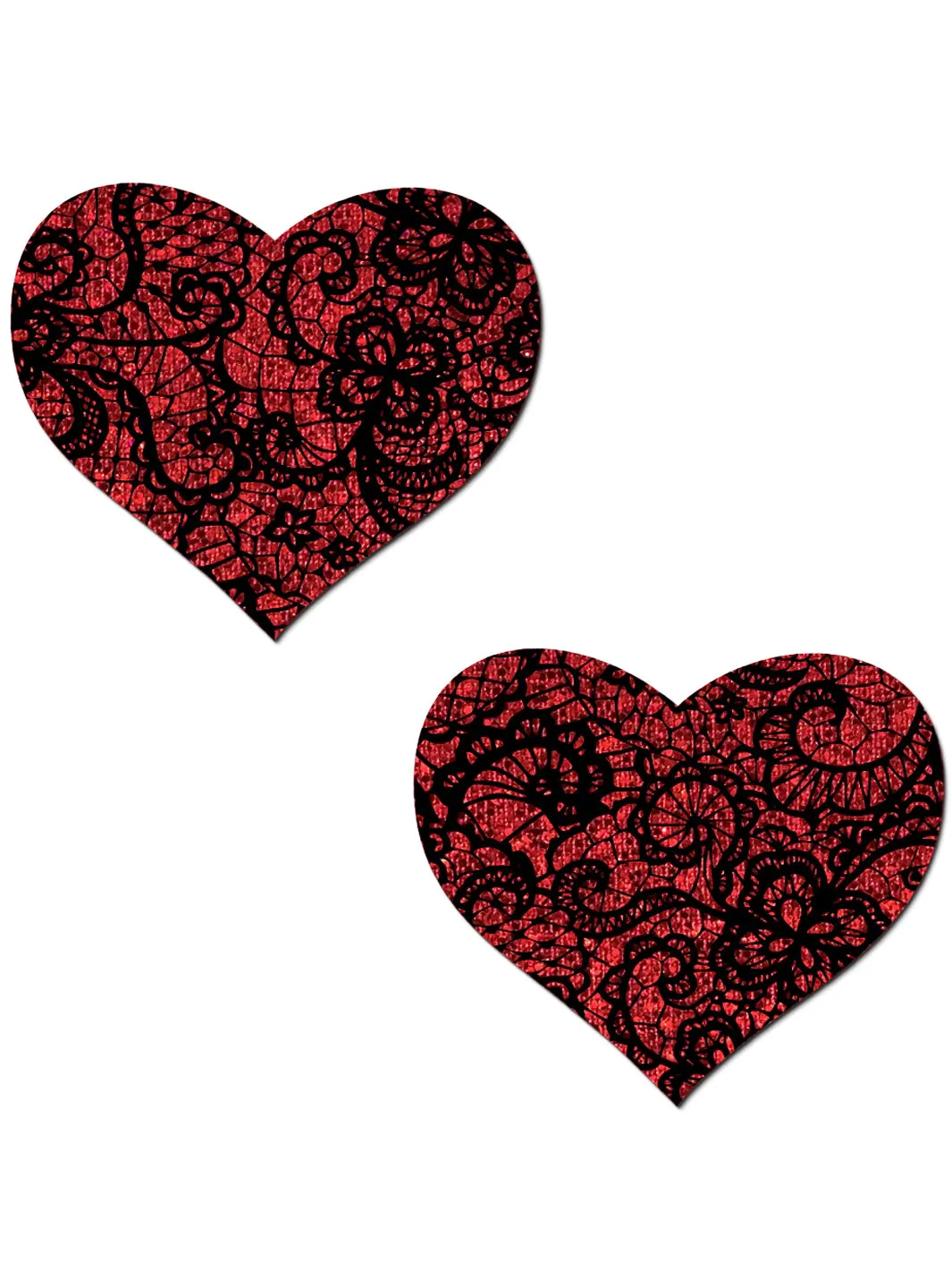 RED HEART / BLACK LACE NIPPLE PASTIES