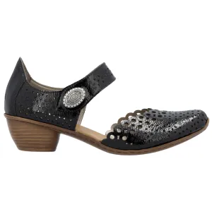 Rieker 43753-02 (Scallop) Black Patent Shoes