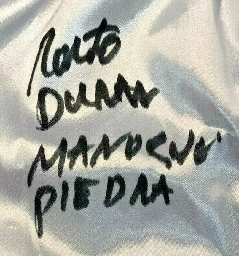 Roberto Duran Signed Hand made "Hands of Stone" Boxing Trunks (Beckett COA cert)