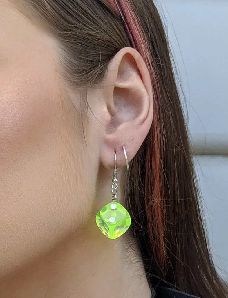 ROLLING DOUBLES DICE EARRINGS - GREEN