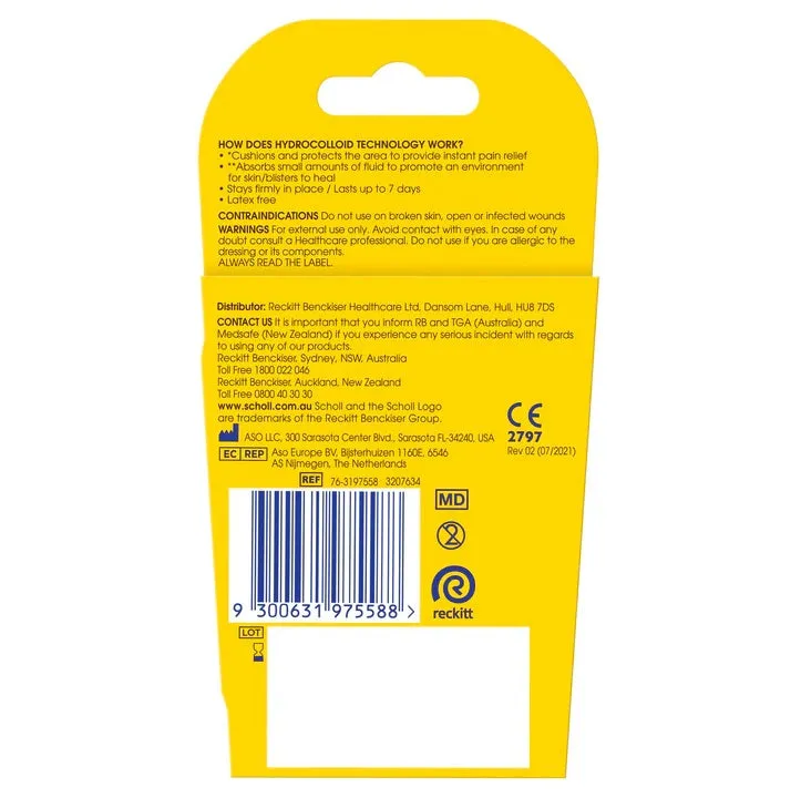 Scholl Blister Plasters Hydrocolloid Large