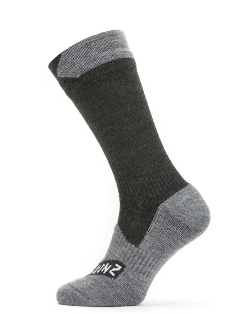 SEALSKINZ Raynham Socks - Waterproof All Weather Mid Length - Black & Grey