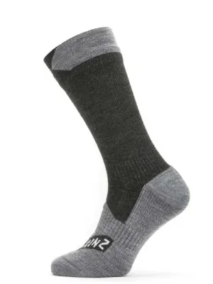 SEALSKINZ Raynham Socks - Waterproof All Weather Mid Length - Black & Grey