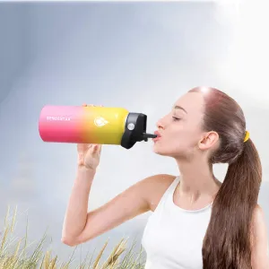 SENDESTAR Stainless Steel Water Bottle - Keeps Liquids Hot or Cold with Double Wall Vacuum Insulated Bottle with wide mouth with straw lid (40 oz-Gradient Yellow)