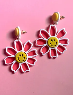SMILING FLOWER EARRINGS - PINK