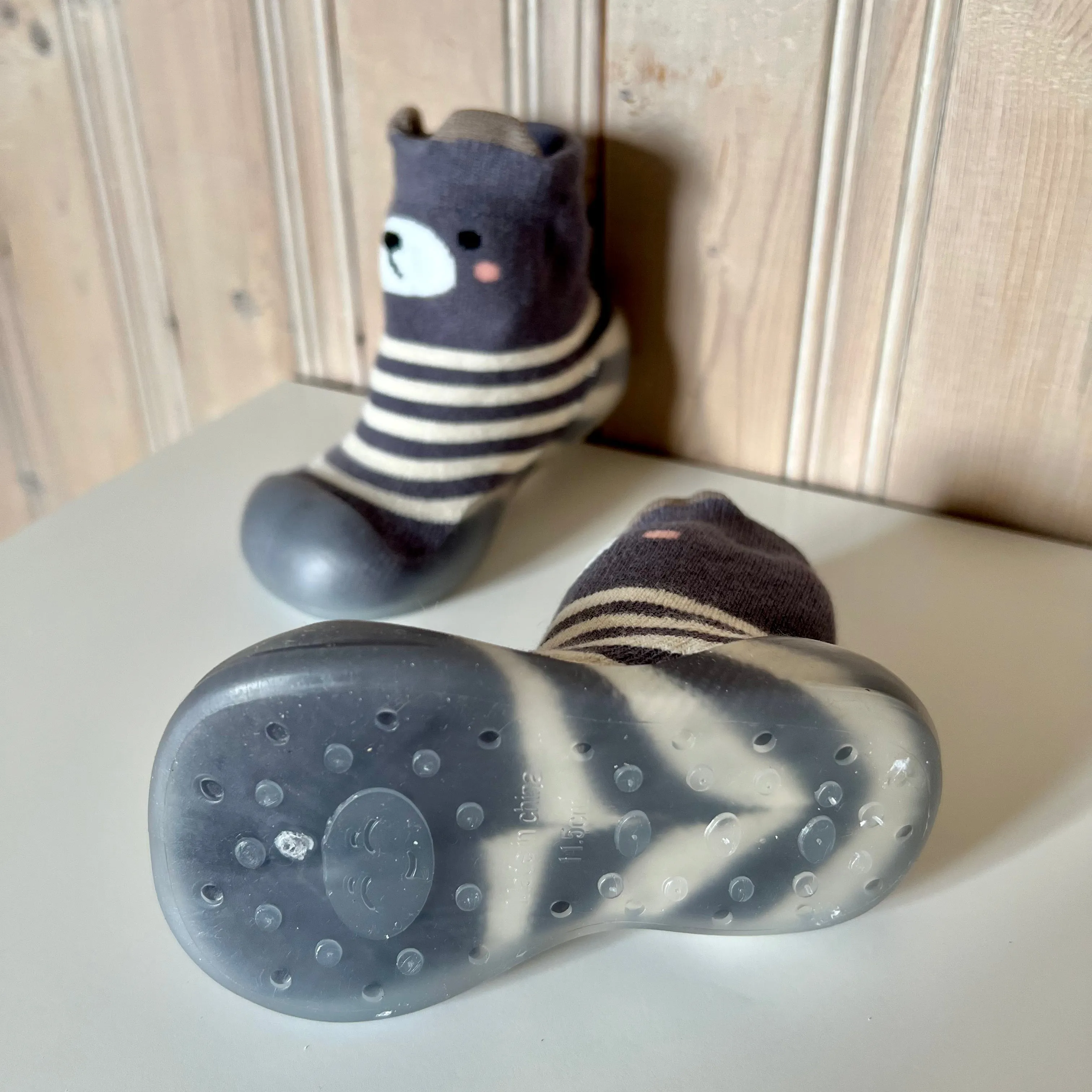 Sock Shoes - Slate Teddy