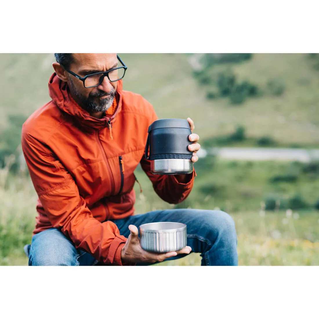 Stainless Steel Isothermal Food Box for Hiking MH500 0.8 L with Bowl