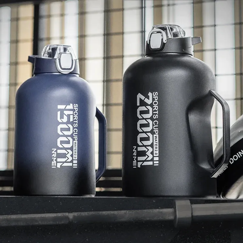 Stainless Steel Thermos Water Bottle - 2 Liter Vacuum Insulated Flask for Outdoor Sports, Gym, and Fitness