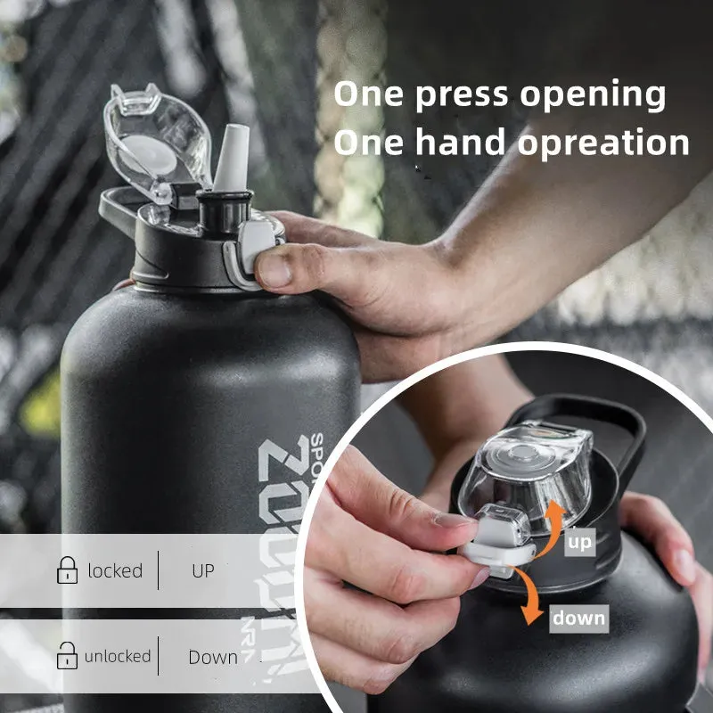 Stainless Steel Thermos Water Bottle - 2 Liter Vacuum Insulated Flask for Outdoor Sports, Gym, and Fitness