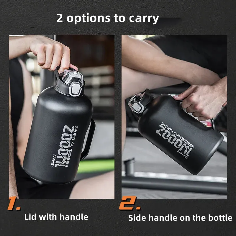 Stainless Steel Thermos Water Bottle - 2 Liter Vacuum Insulated Flask for Outdoor Sports, Gym, and Fitness