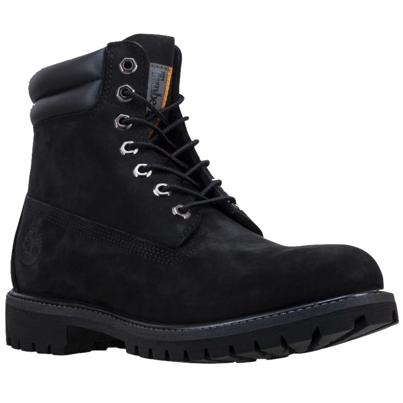 Timberland Mens 6" Double Collar Boots Leather Shoes Lightweight - Black Nubuck