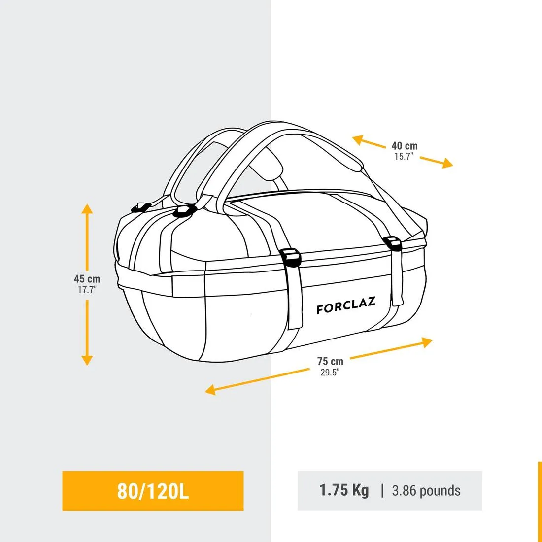 Trekking Carry Bag - 80 L to 120 L - DUFFEL 500 EXTEND