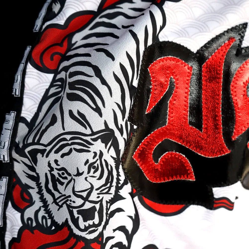 Tuff Kids Retro Style Shorts - White Tiger Red