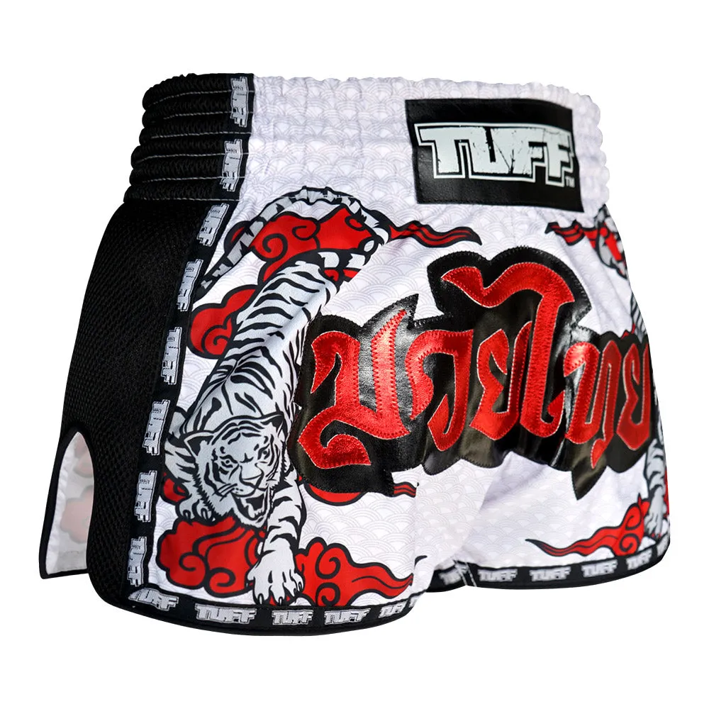 Tuff Kids Retro Style Shorts - White Tiger Red