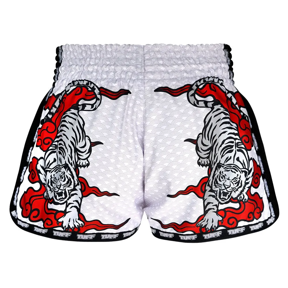 Tuff Kids Retro Style Shorts - White Tiger Red