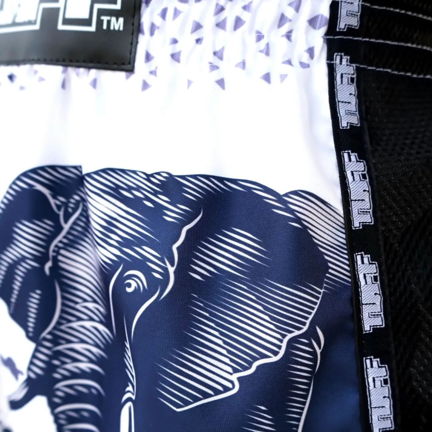 TUFF MSC112 Muay Thai Shorts Retro White War Elephant