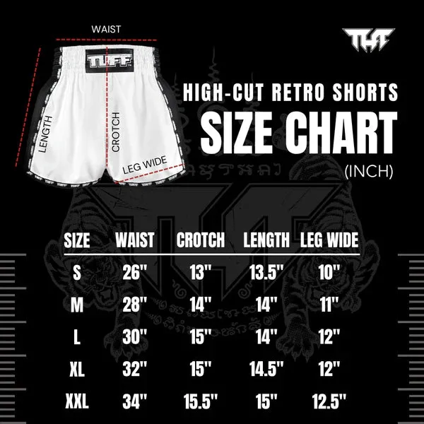TUFF Muay Thai Shorts High-Cut Retro Style Tora Mazuka Tiger