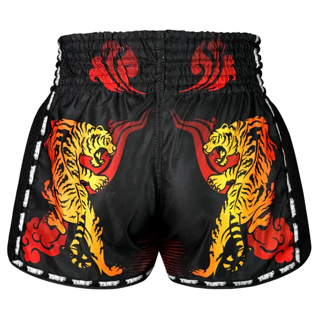 TUFF Muay Thai Shorts Retro Style Orange Furious Tiger