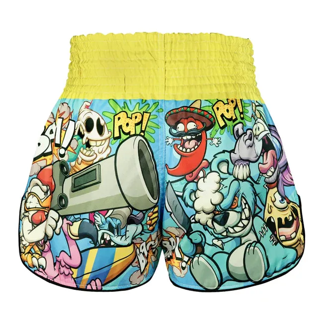 TUFF Muay Thai Shorts Retro Style Ready to Rumble Cartoons