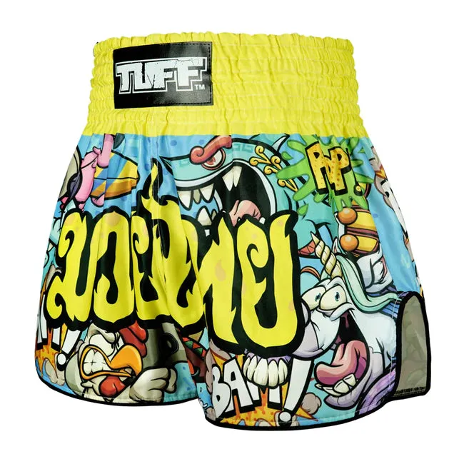 TUFF Muay Thai Shorts Retro Style Ready to Rumble Cartoons
