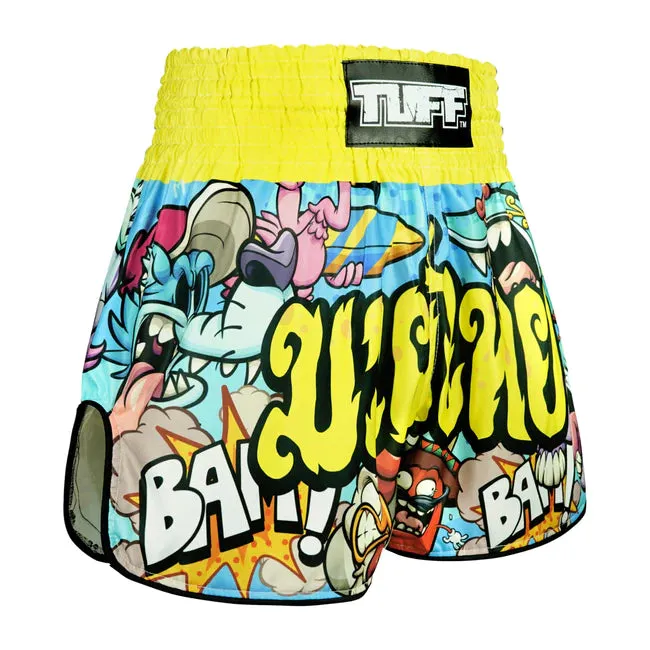 TUFF Muay Thai Shorts Retro Style Ready to Rumble Cartoons
