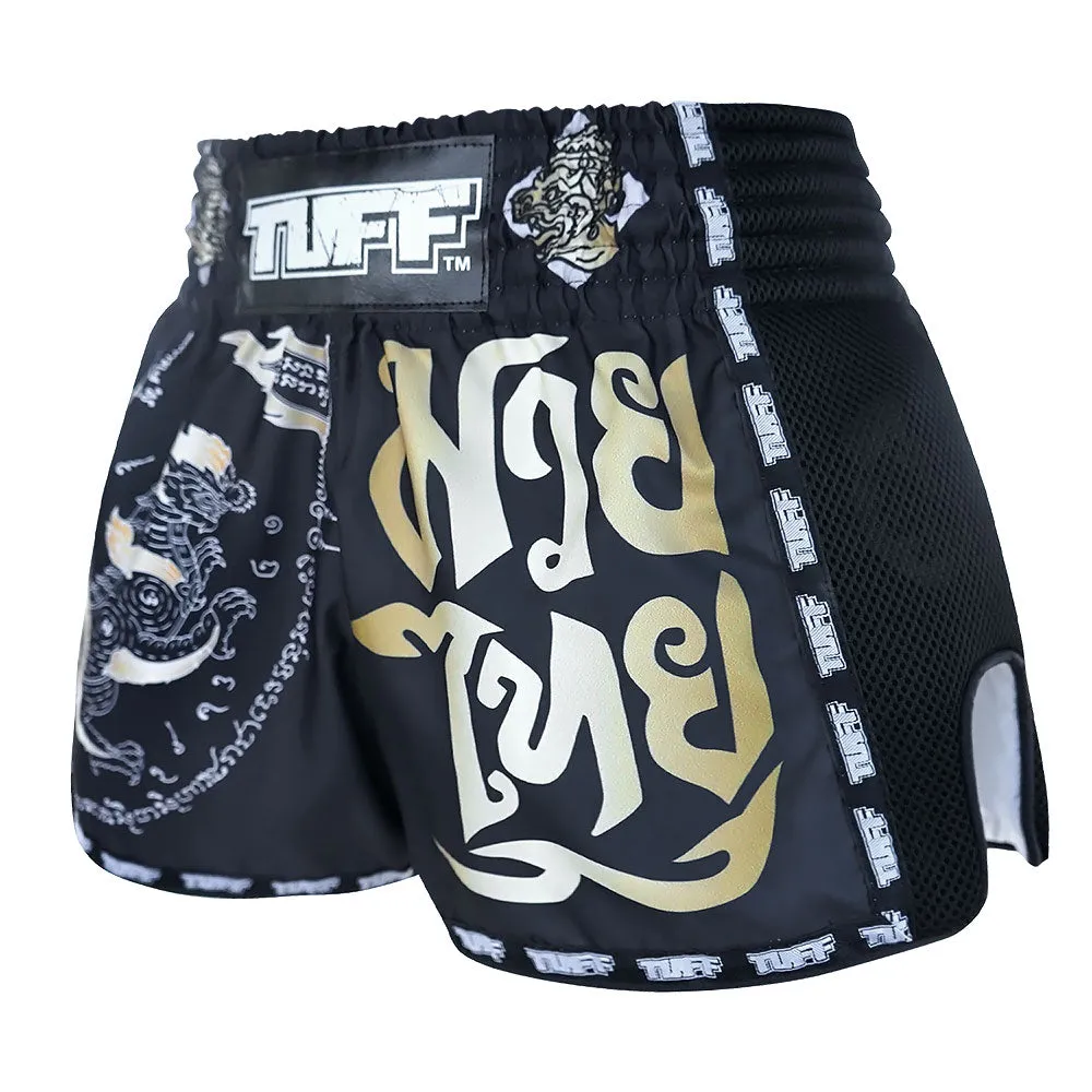 Tuff Retro Style Shorts - Black Singha Yantra