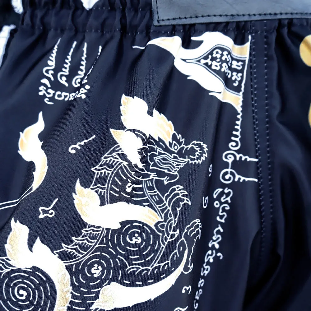 Tuff Retro Style Shorts - Black Singha Yantra