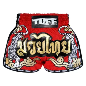 Tuff Retro Style Shorts - Red Tiger Yantra
