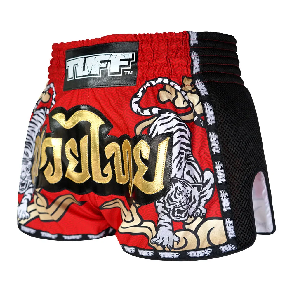 Tuff Retro Style Shorts - Red Tiger Yantra