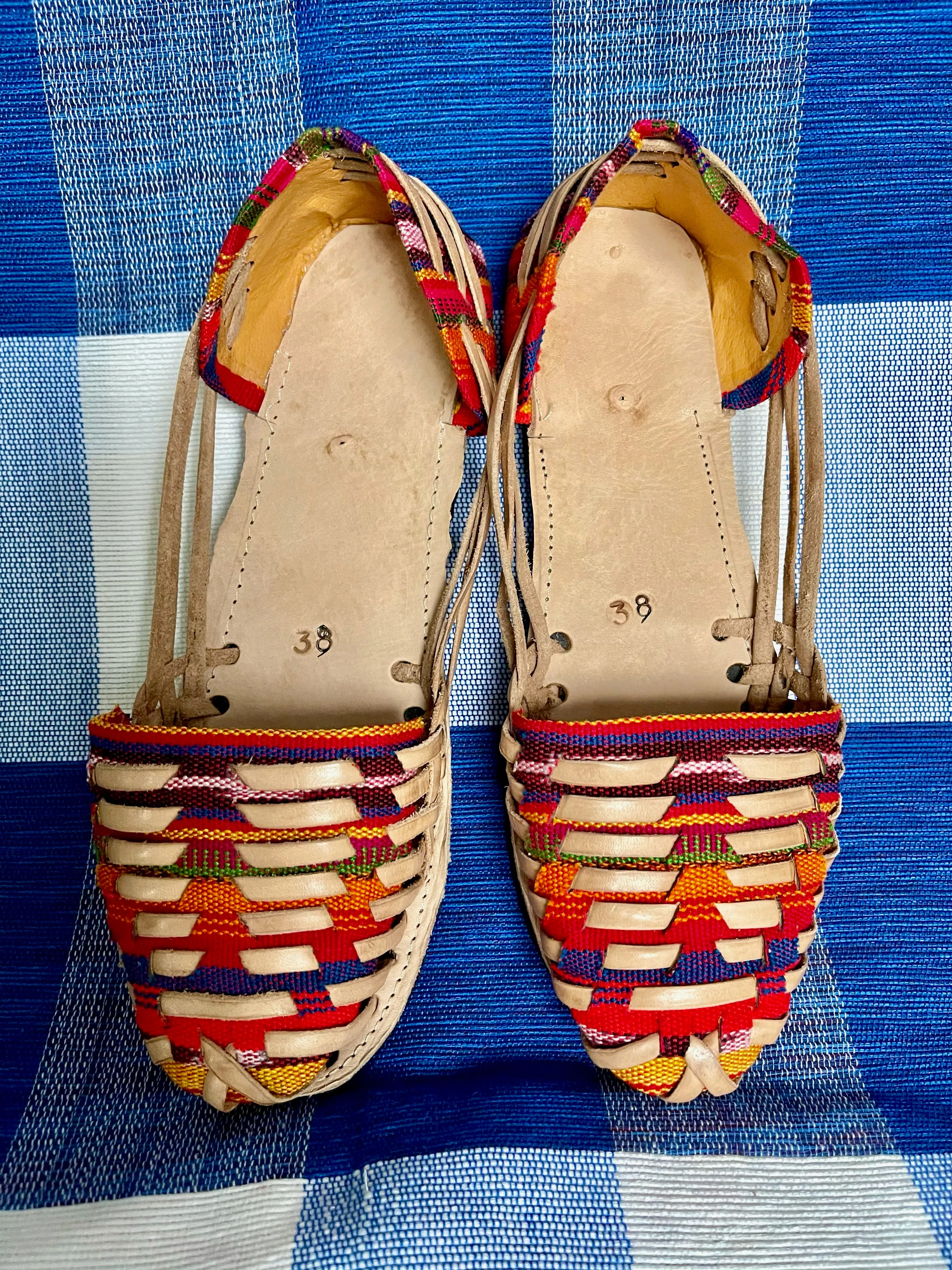 US 8/8.5 WIDE FIT- Handmade Colorful Leather Huarachas-  CLICK FOR MORE STYLES