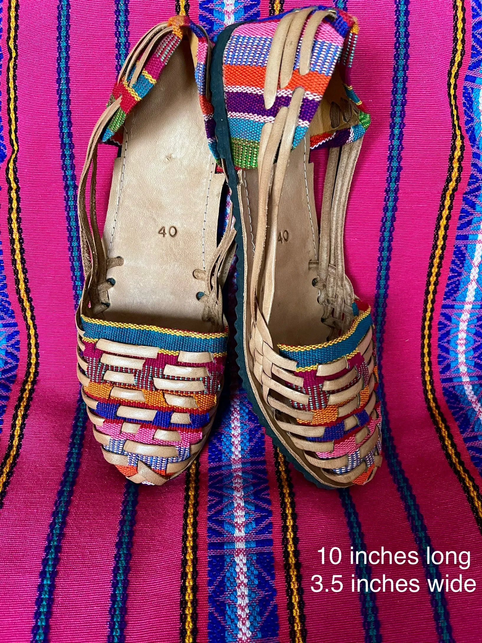 US 9.5/10-Handmade Colorful Leather Huarachas- CLICK FOR MORE STYLES