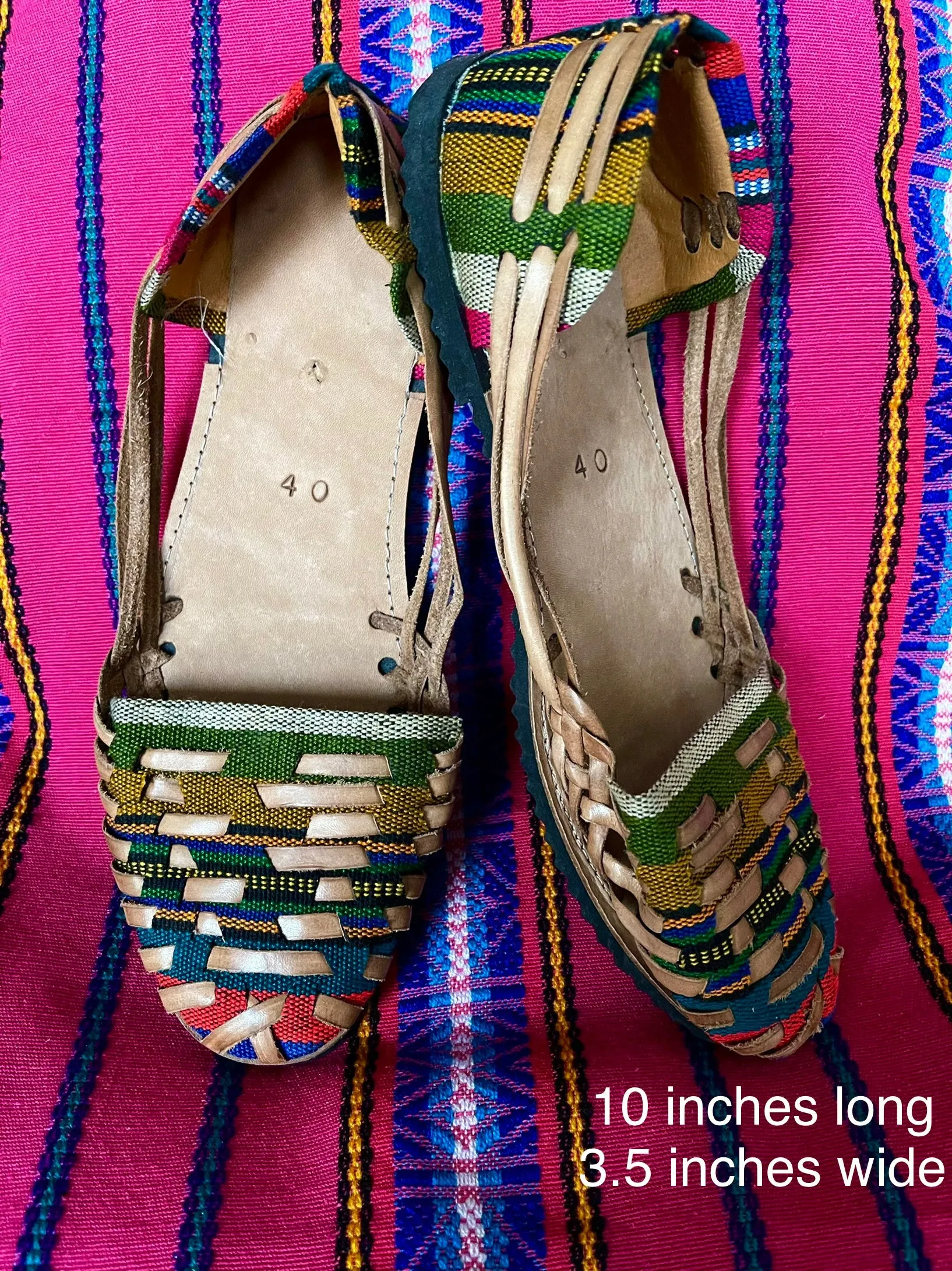 US 9.5/10-Handmade Colorful Leather Huarachas- CLICK FOR MORE STYLES