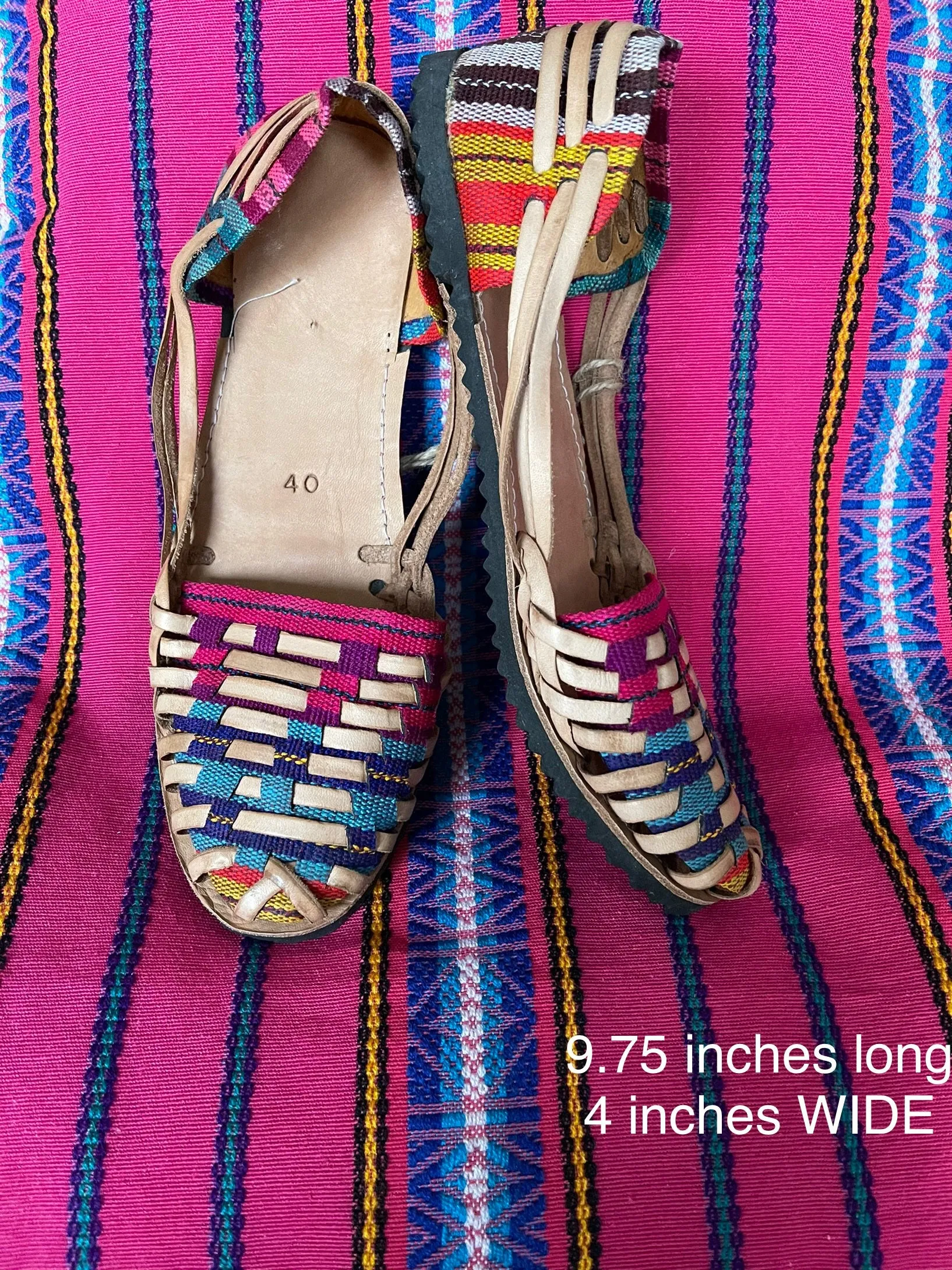 US 9.5/10-Handmade Colorful Leather Huarachas- CLICK FOR MORE STYLES