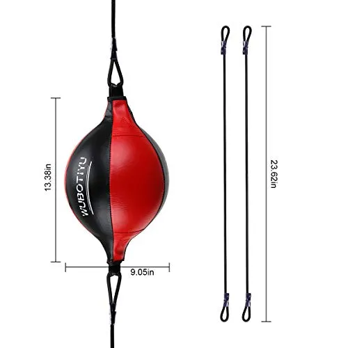 VAlinks Professional Double End Speed Bag PU Leather Punch Ball Striking Bag Kits for Boxing MMA Training Muay Thai Fitness or Fighting Sport (Red)