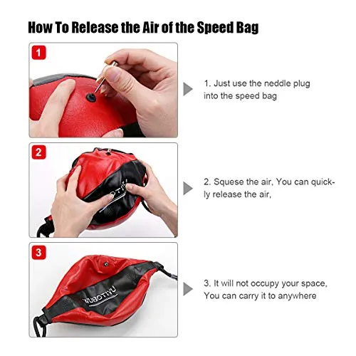 VAlinks Professional Double End Speed Bag PU Leather Punch Ball Striking Bag Kits for Boxing MMA Training Muay Thai Fitness or Fighting Sport (Red)