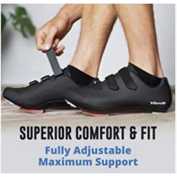 Vibrelli Men's Cycling Shoes - Road, Peloton, Spin - Fits All Cleats  Sz 9