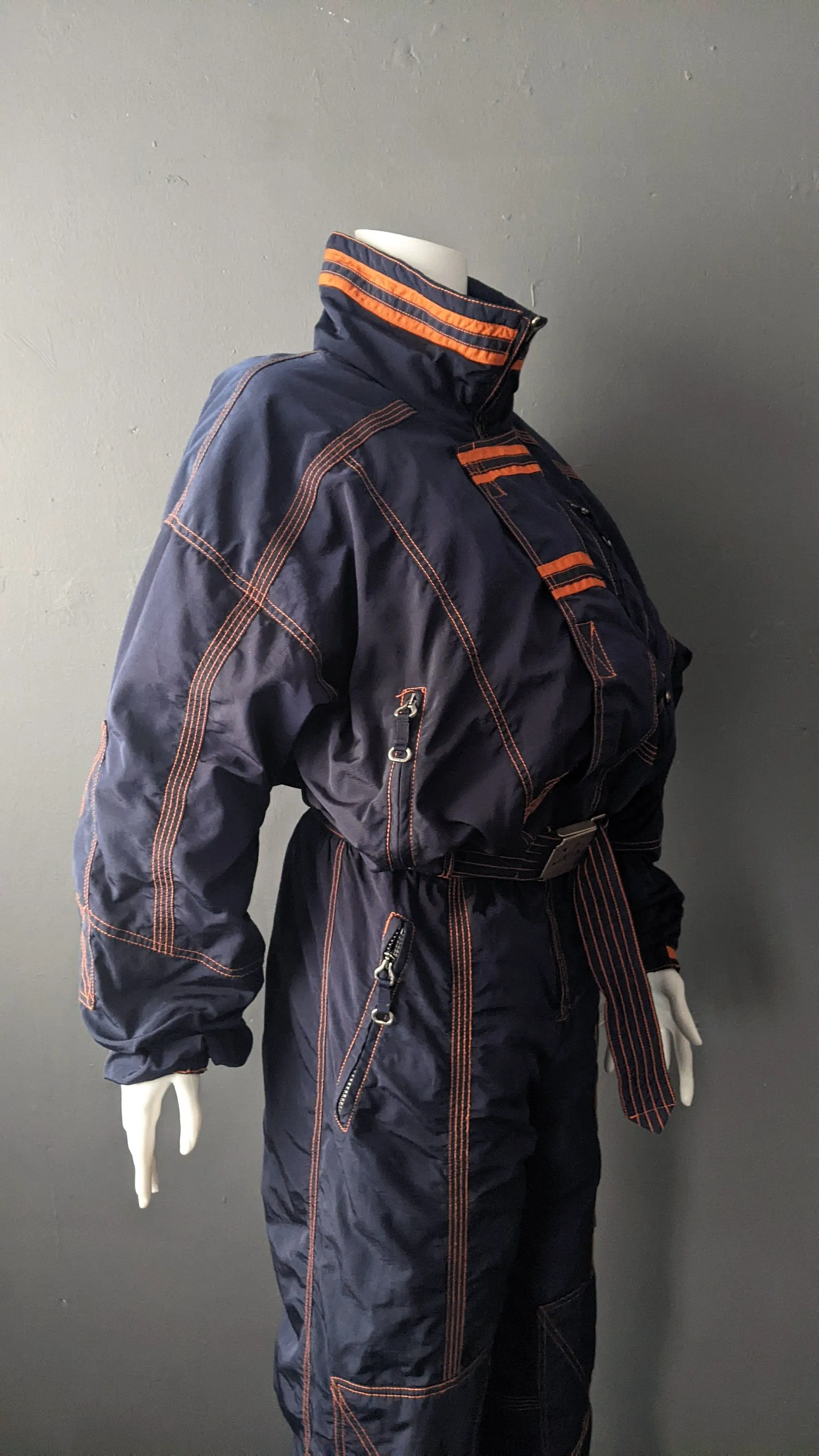 Vintage Ski Suit, 90s One Piece Snow Jumpsuit, Retro Winter Sports Snowboarding M