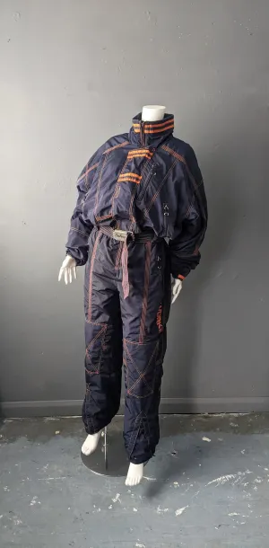 Vintage Ski Suit, 90s One Piece Snow Jumpsuit, Retro Winter Sports Snowboarding M