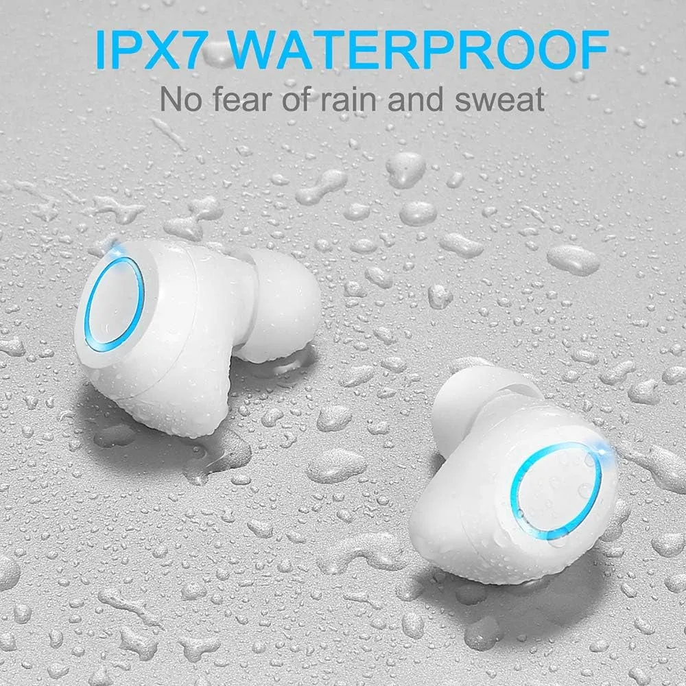 Wireless Earbuds, Bluetooth 5.1 Earbuds 140H Playtime Bluetooth Headphones Stereo Noise Cancelling Wireless Earphones in Ear with Mic, USB-C Charging IP7 Waterproof Headset for Sport Rose Gold