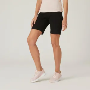 Women's Straight-Cut Fitness Shorts with Pockets 500 - Black