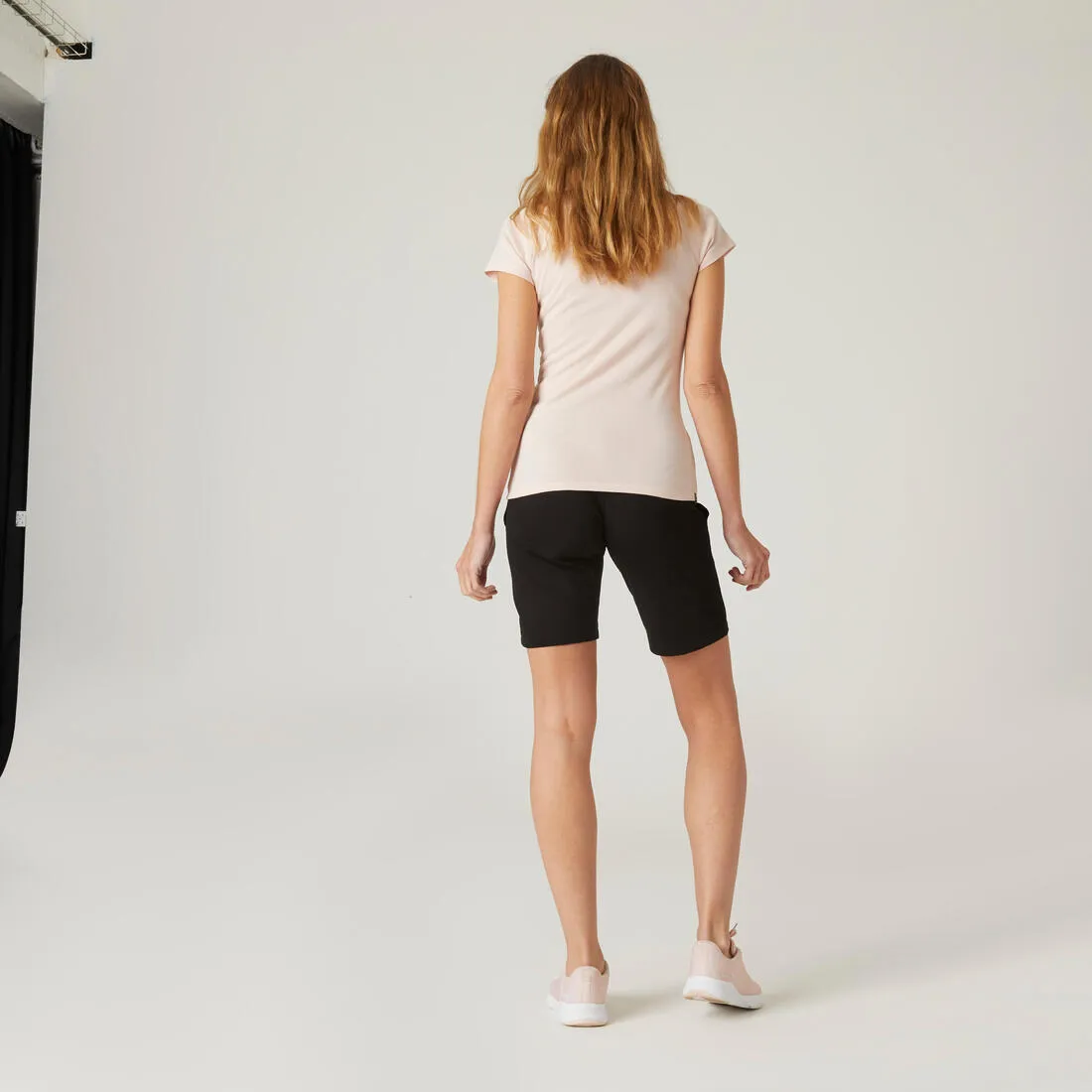 Women's Straight-Cut Fitness Shorts with Pockets 500 - Black