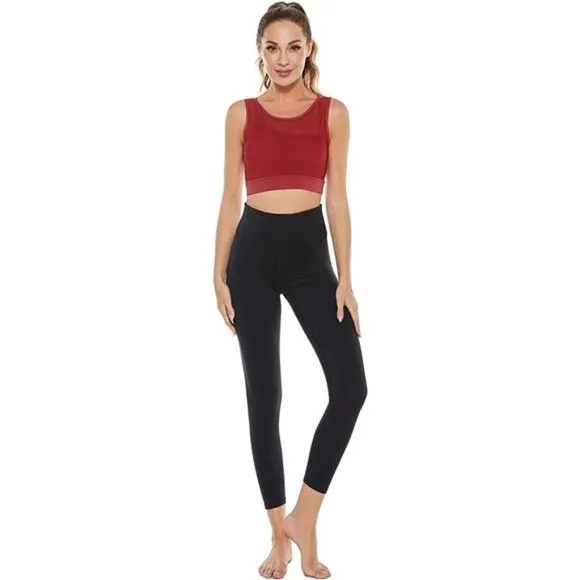 𝅺WOMENS Strappy Sports Bra Mesh Open Back Sports Bra for Workout Yoga Gym Red-1