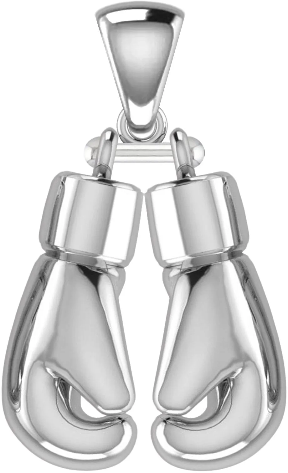 XL 50mm 3D 925 Sterling Silver Double Boxing Glove Pendant Necklace, 74g!