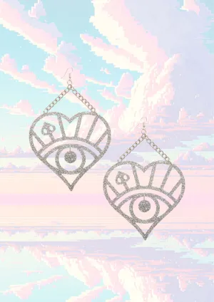 XL Silver Glitter Earrings